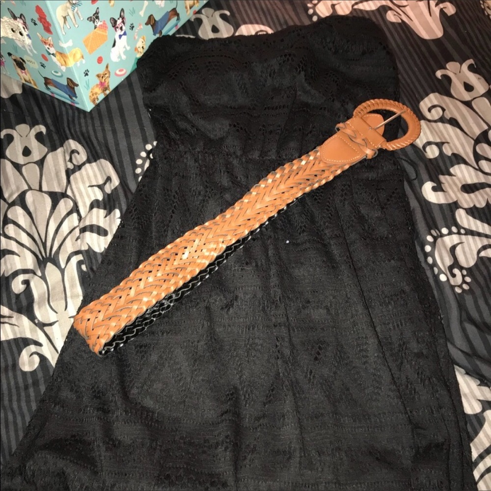 Black lace dress with belt